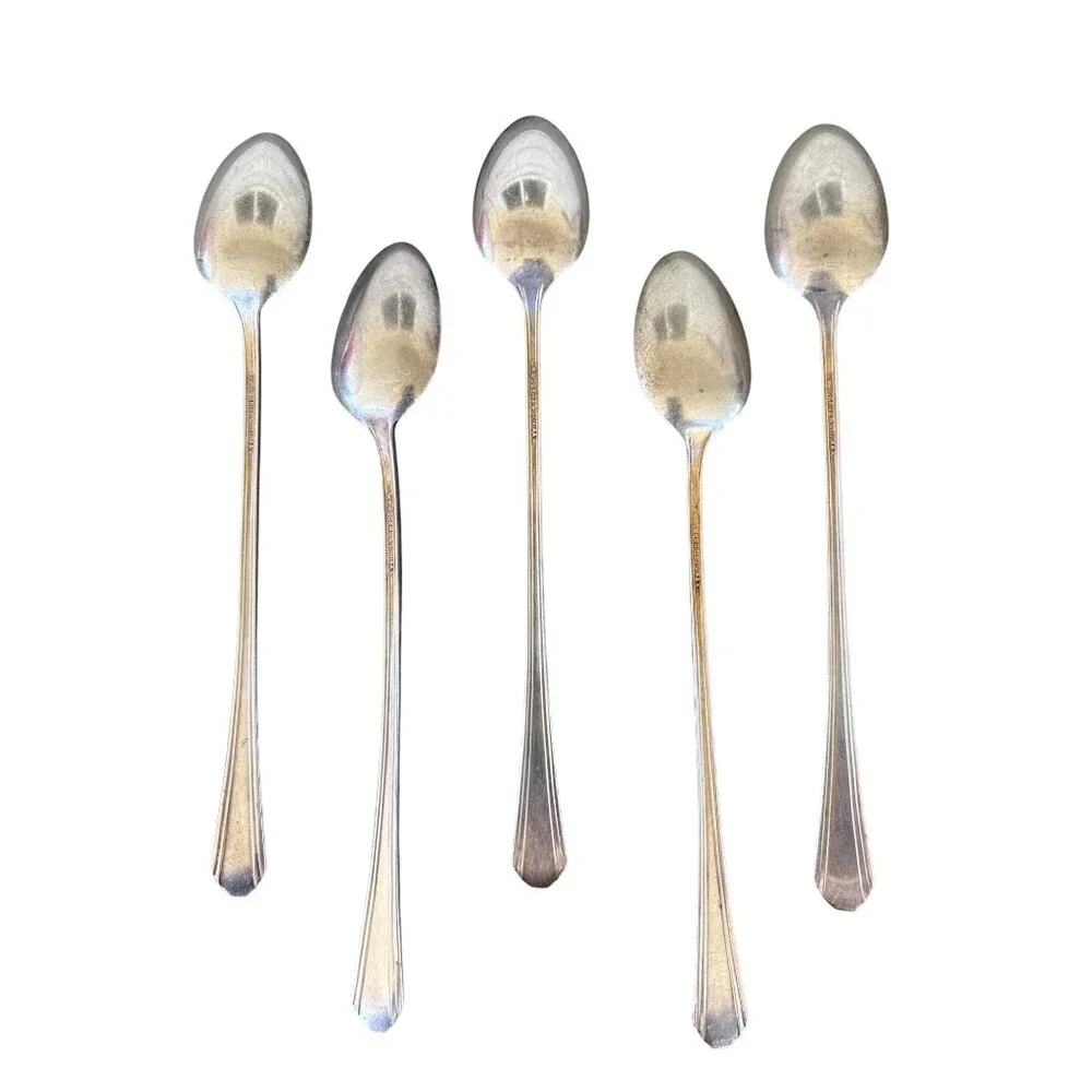 WM Rogers and Sons AAX Silver Plate Ice Tea Spoons Lot of 5 7.75